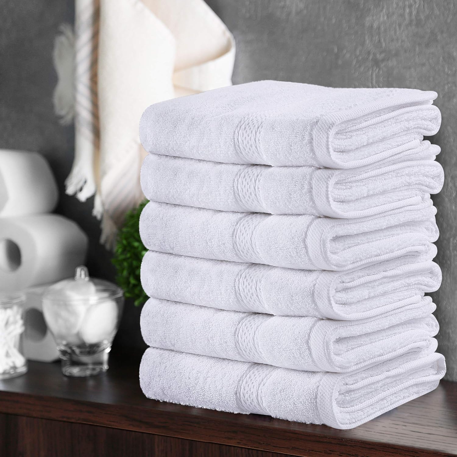 Utopia 6-Piece Premium Hand Towels 16x28 inches Soft Absorbent White