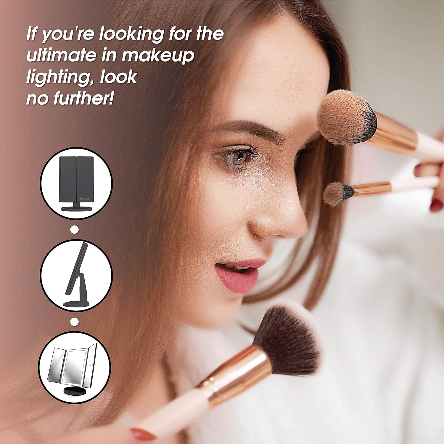Backlit Makeup Vanity Mirror Illuminate 36-LED Touch-Screen Light Control